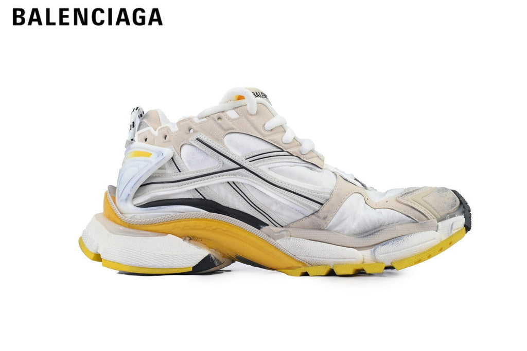 Balenciaga Runner men's shoes  women sneakers — White / Beige / Yellow