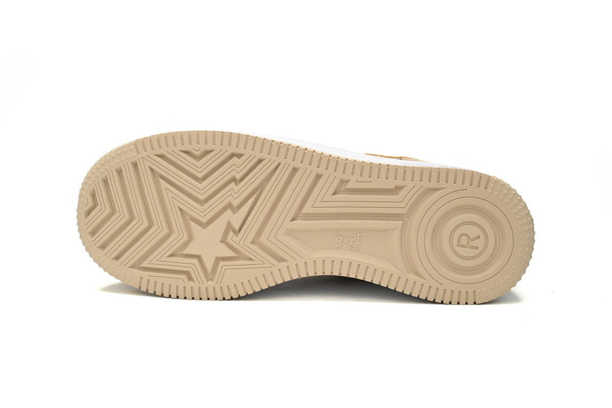 A BATHING APE BAPE STA Sand Beige & White Sneakers | Women's & Men's Skate-Inspired Shoes