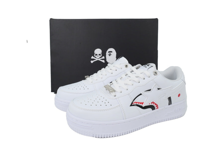 A BATHING APE BAPE STA White Shark & Camo Graphic Sneakers | Women's & Men's Skate-Inspired Shoes