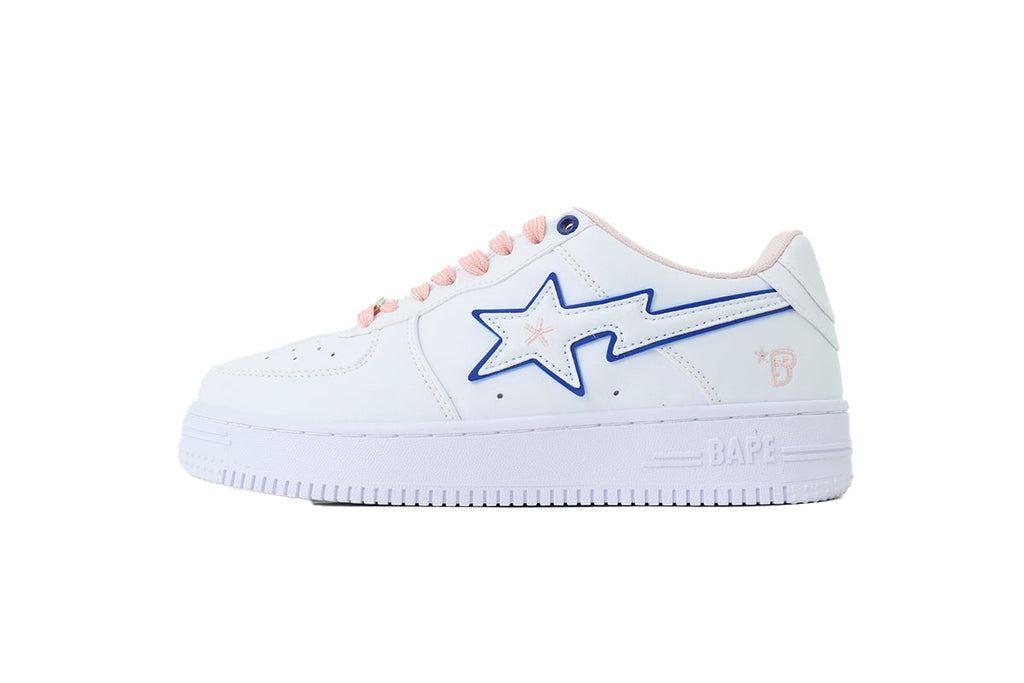 A BATHING APE BAPE STA White & Blue Outline-Star Sneakers | Women's & Men's Skate-Inspired Shoes