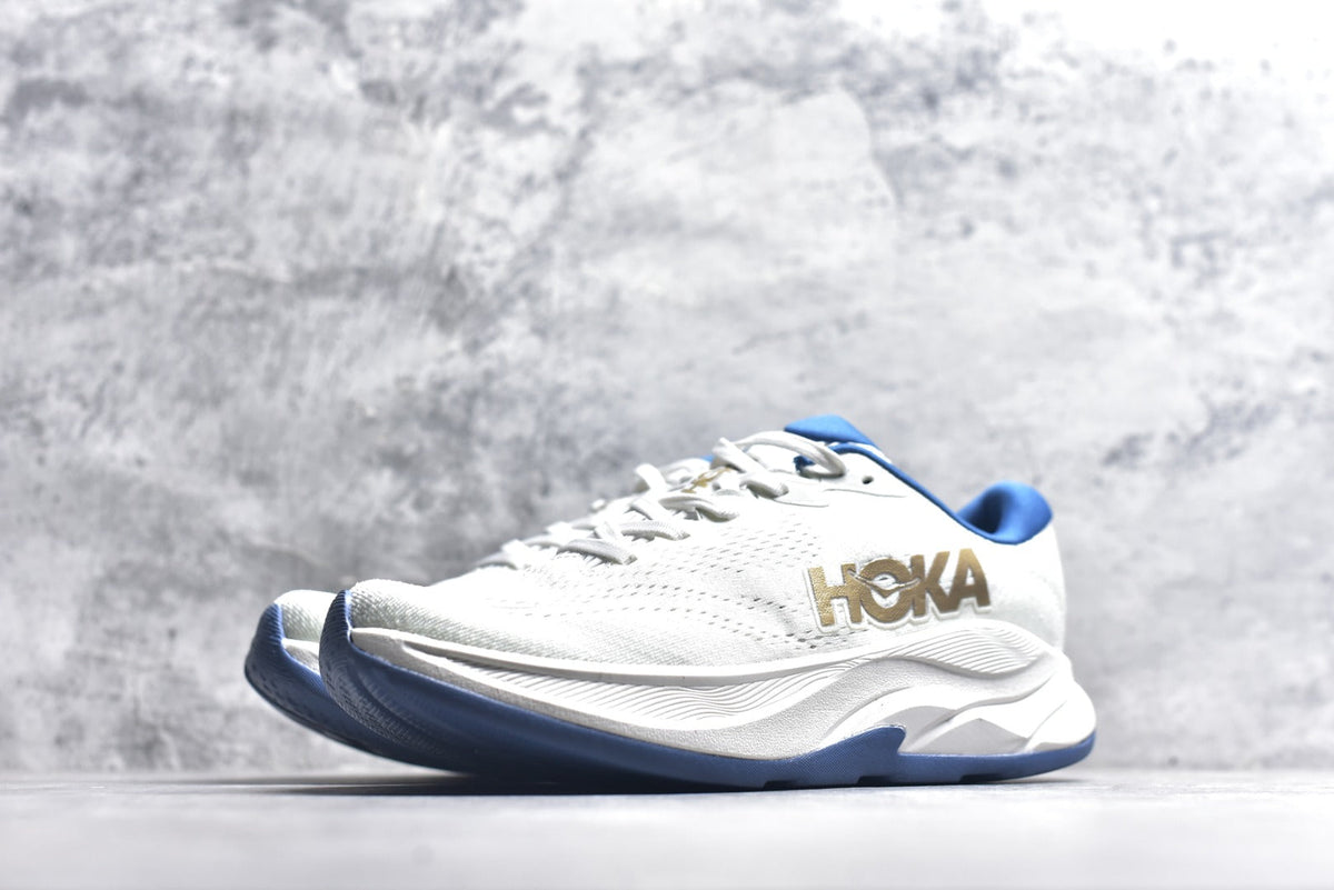 HOKA Rincon 4 Women's Men's Shoes | White & Blue Mesh Running Sneakers