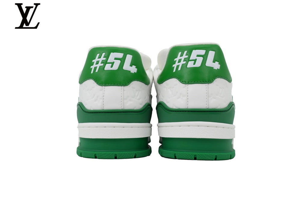 Louis Vuitton LV shoes for man  women Trainer Sneaker – Green & White Monogram