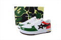 A BATHING APE BAPE STA Glossy Green, Red & White Eye-Graphic Sneakers | Women's & Men's Skate-Inspired Shoes