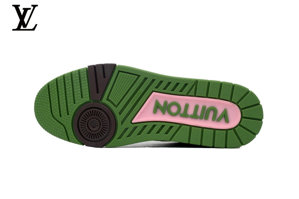 Louis Vuitton Trainer  shoes for man  women Sneaker – Green Suede Monogram