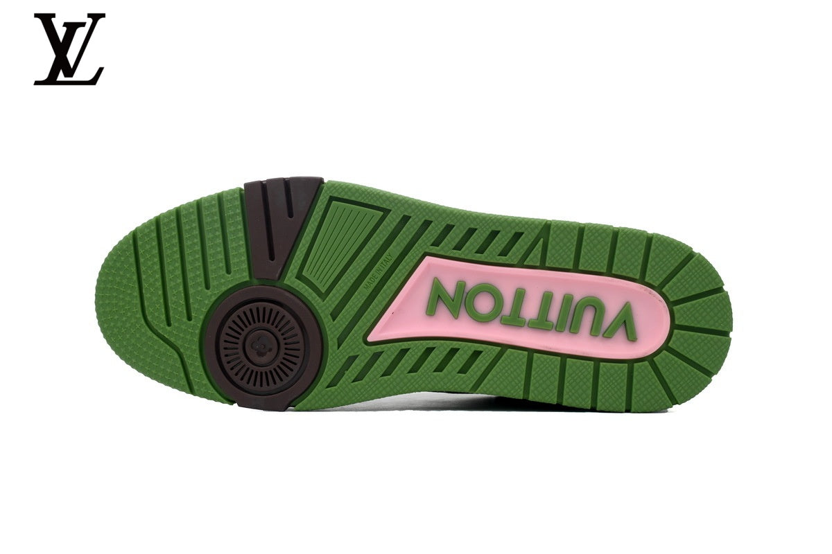 Louis Vuitton Trainer  shoes for man  women Sneaker – Green Suede Monogram