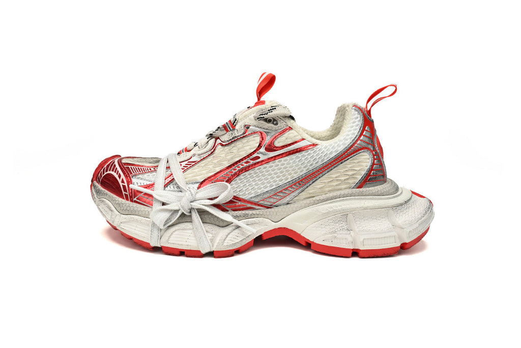 Balenciaga 3XL  men's shoes Track  Sneaker – Low-Top Chunky Sole  balenciaga runners White and Red