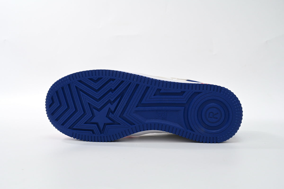 A BATHING APE BAPE STA Glossy Red, White & Blue Sneakers | Women's & Men's Skate-Inspired Shoes