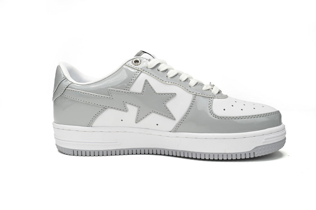 A BATHING APE BAPE STA Light Grey & White Sneakers | Women's & Men's Skate-Inspired Shoes