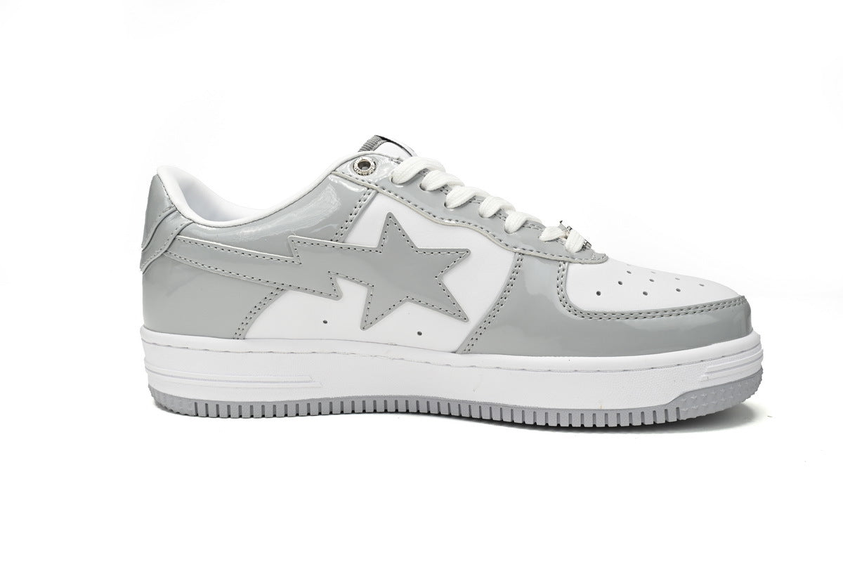 A BATHING APE BAPE STA Light Grey & White Sneakers | Women's & Men's Skate-Inspired Shoes