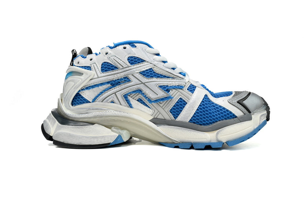 Balenciaga  men's shoes Track  Runner Sneaker – Distressed Low-Top  balenciaga runners White and blue