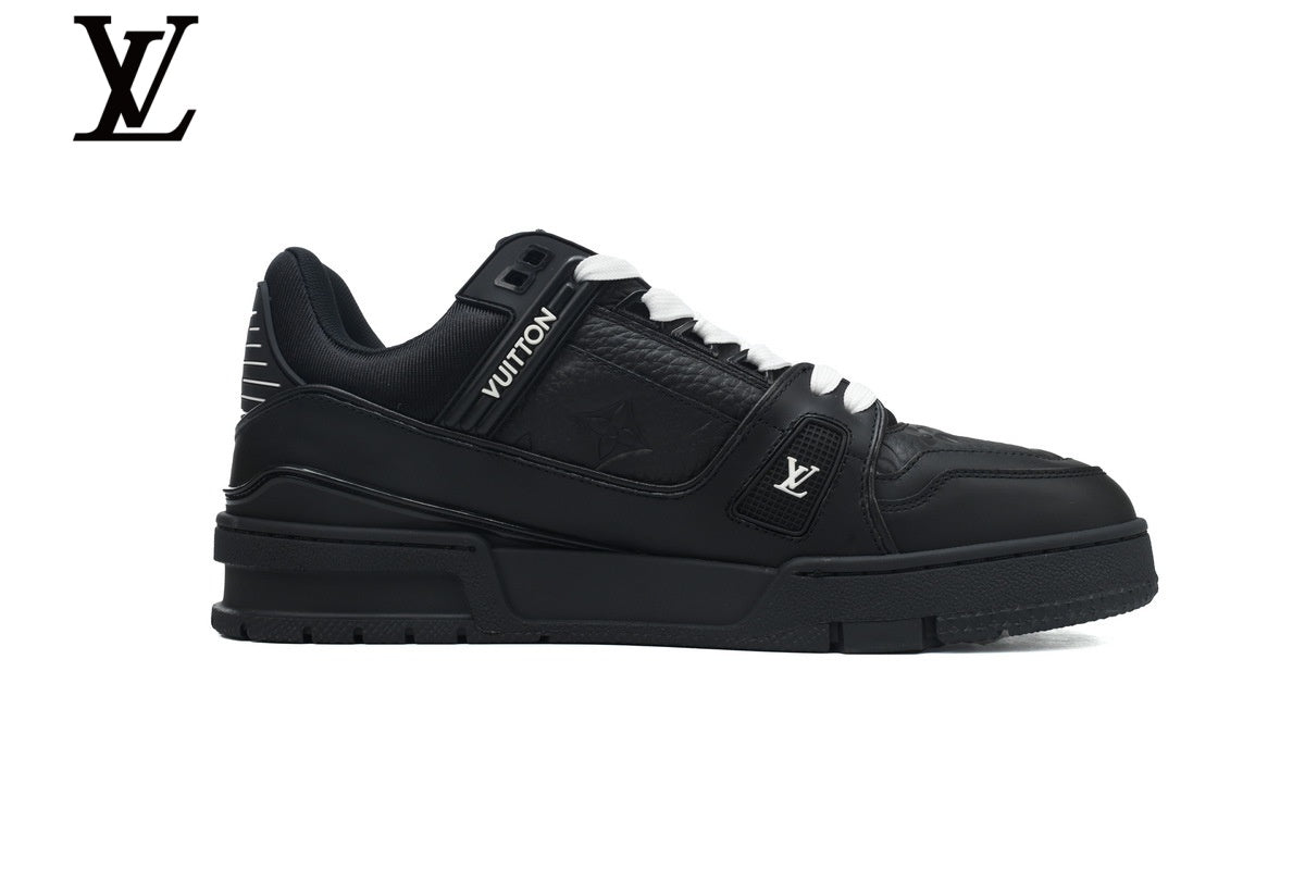 Louis Vuitton Trainer Sneakers – Black Monogram Leather