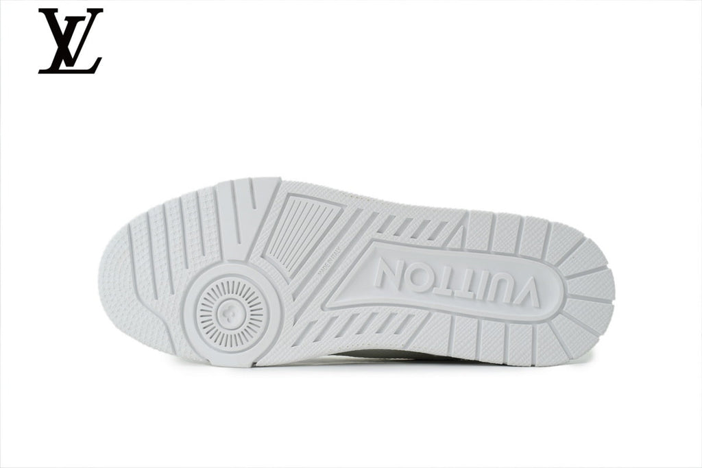 Louis Vuitton Trainer shoes for man  women Sneaker – All-White Leather with Rhinestone Embellishment