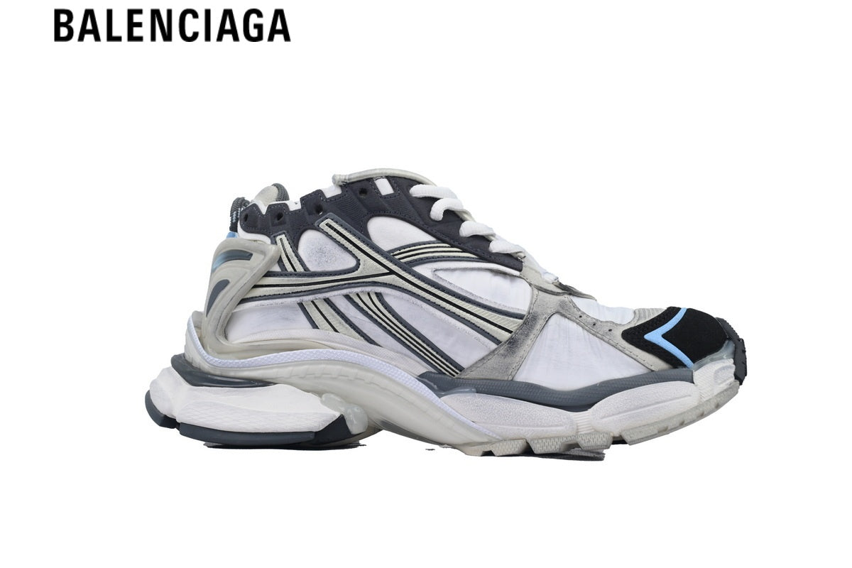 Balenciaga Runner Sneaker — White Mesh, Black & Beige Synthetic Overlays