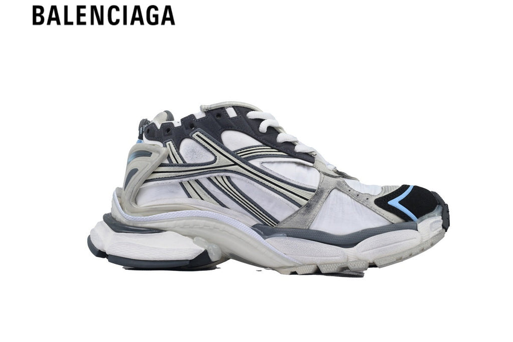 Balenciaga Runner Sneaker — White Mesh, Pink & Neon Yellow Gradient Overlays