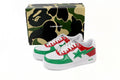 A BATHING APE BAPE STA Glossy Red, Green & White Sneakers | Women's & Men's Skate-Inspired Shoes