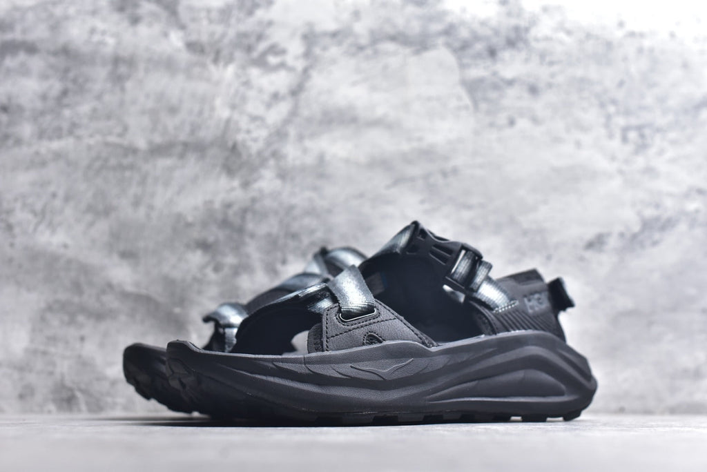 HOKA Recovery Women's Men's Shoes | Black Buckle Strap Sandals