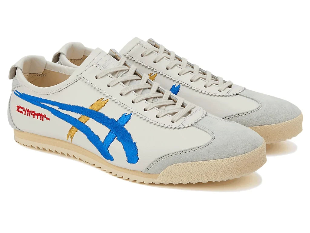 Onitsuka Tiger Mexico 66 Unisex Sneaker White Grey Blue Embroidery  running shoes women asics mens shoes