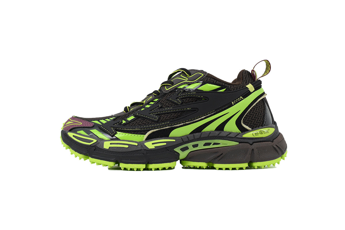 Off-White Be Right Back Women's Men's Shoes | Black & Neon Green Mesh Retro Sneakers