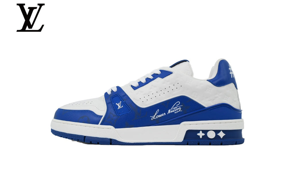 louis vuitton shoes for man  women sneakers Trainer Sneakers – White & Blue