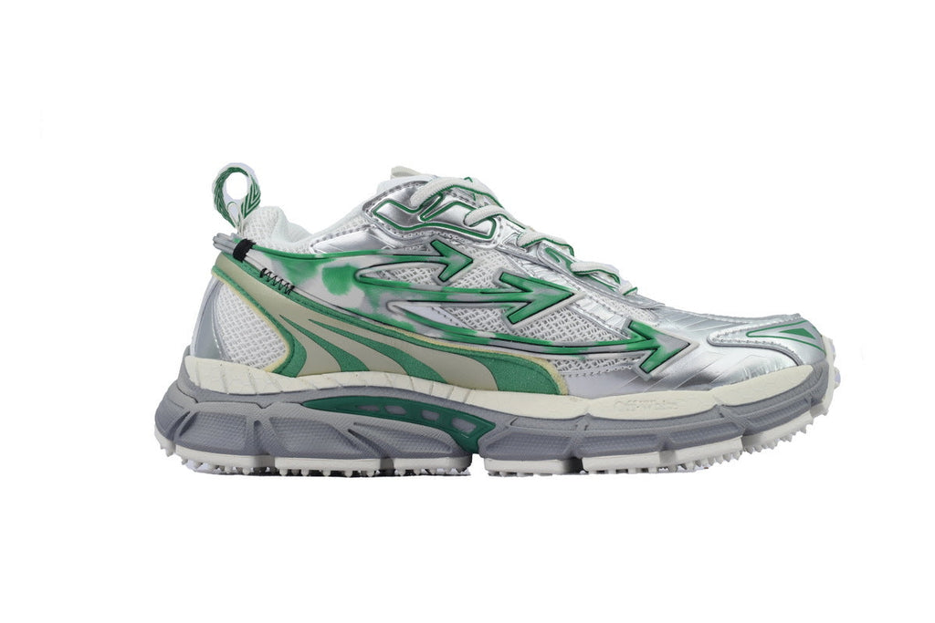 Off-White Be Right Back Women's Men's Shoes | White & Green Mesh Retro Sneakers