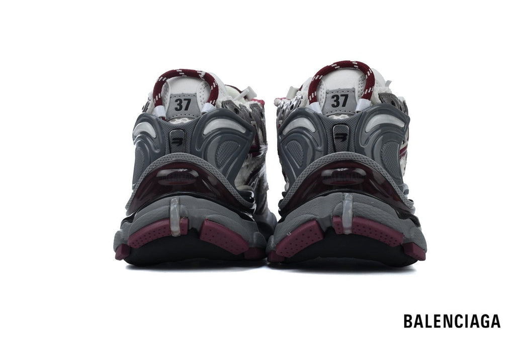 Balenciaga Runner men's shoes  women sneakers– White & Burgundy