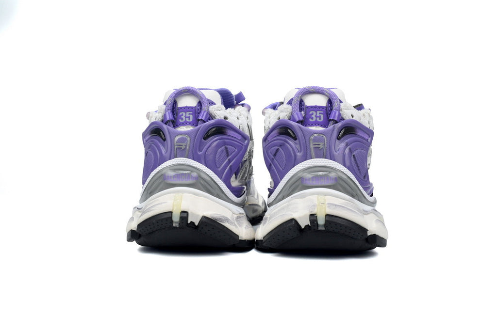 Balenciaga men's shoes Track  Runner Sneaker – Distressed Low-Top balenciaga runners White and purple