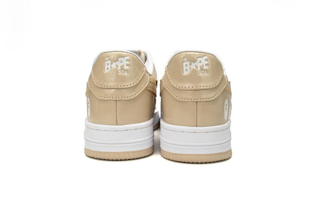 A BATHING APE BAPE STA Sand Beige & White Sneakers | Women's & Men's Skate-Inspired Shoes