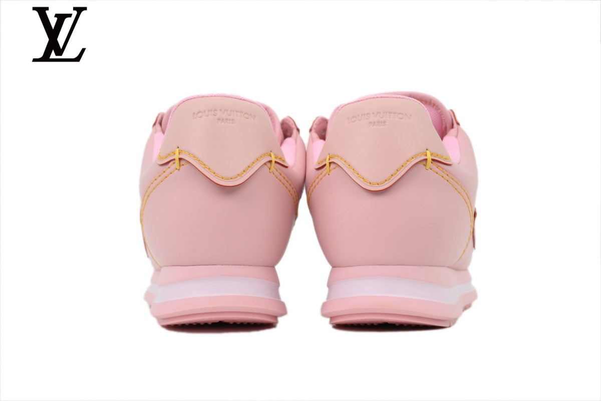 Louis Vuitton shoes for man  women Pink Leather Low-Top Sneakers