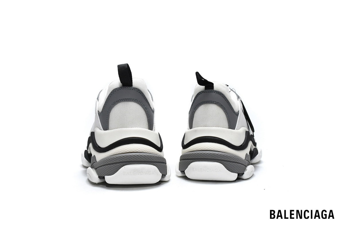 Balenciaga Triple S men's shoes  women sneakers – White, Grey & Black