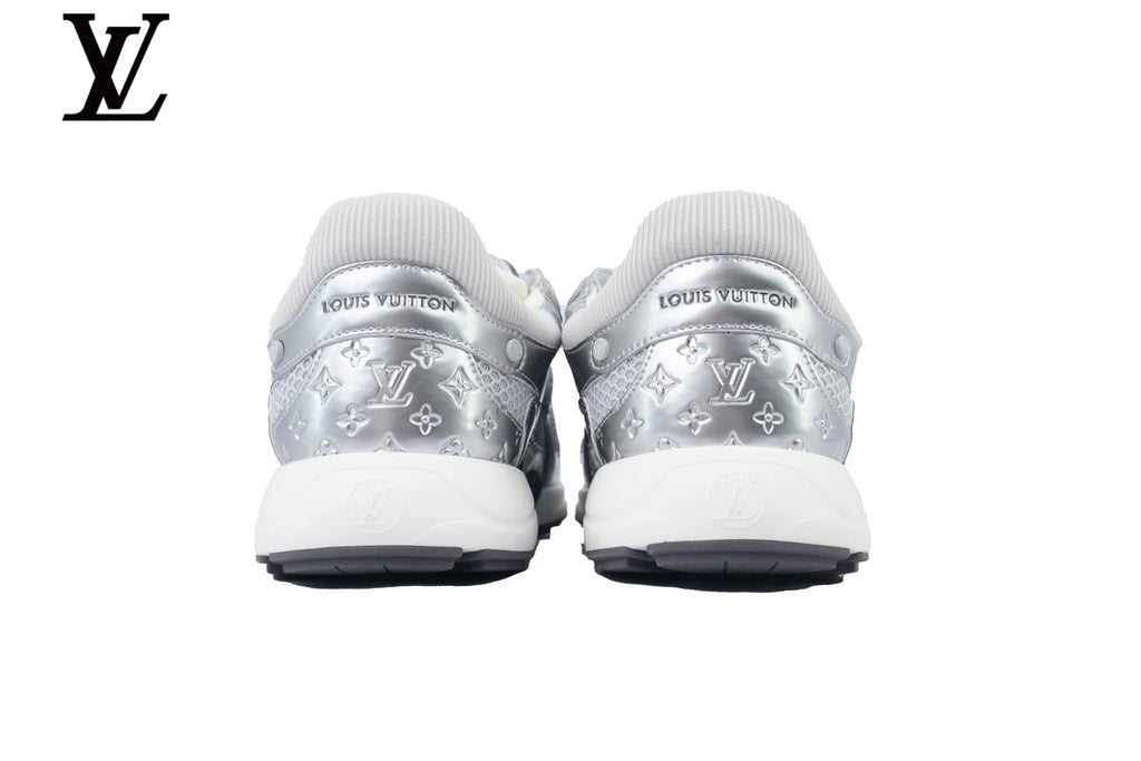 LV Low Top Sneaker Silver & Lavender Metallic Mesh Leather White Midsole
