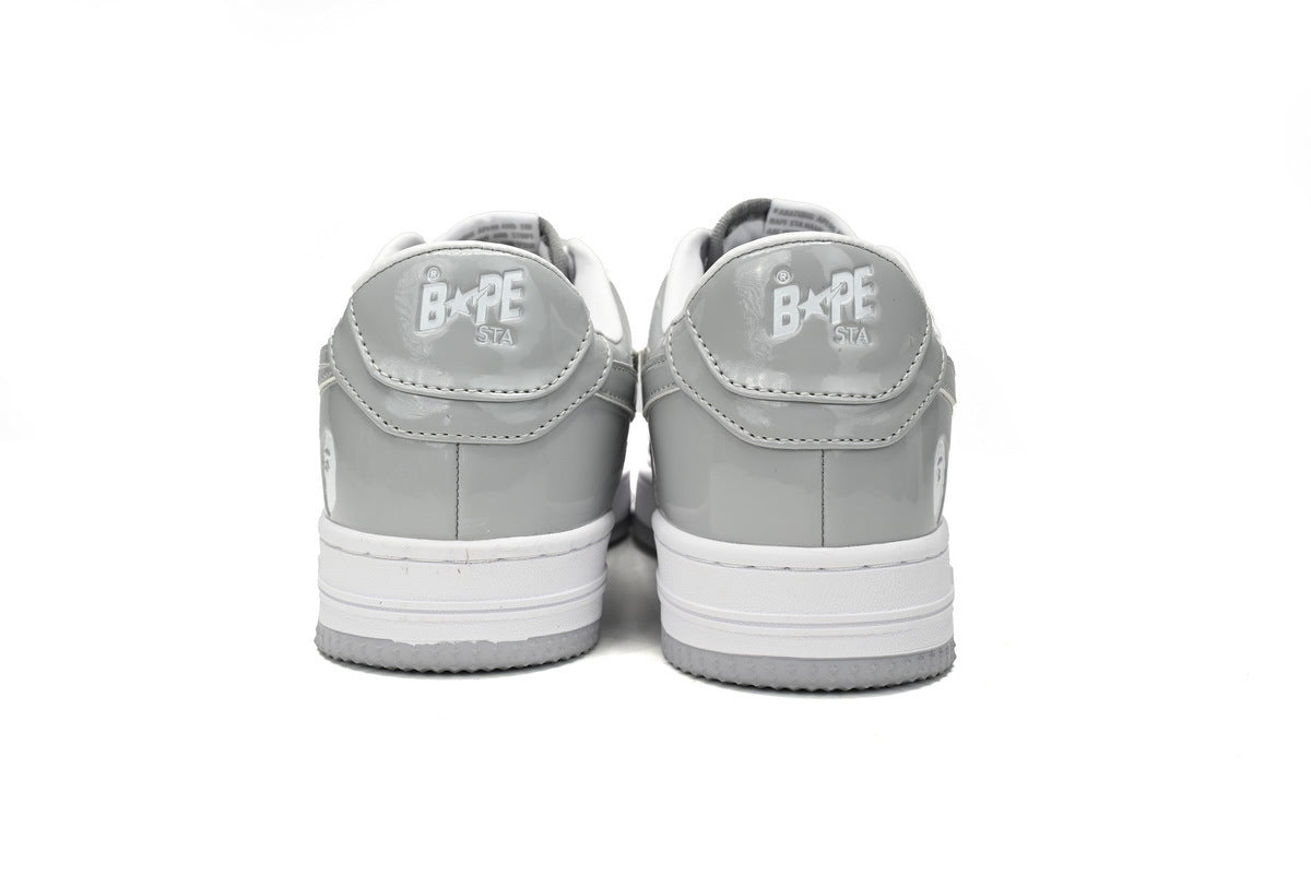 A BATHING APE BAPE STA Light Grey & White Sneakers | Women's & Men's Skate-Inspired Shoes