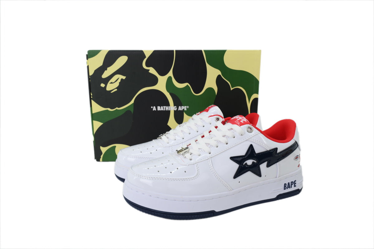A BATHING APE BAPE STA White & Black Eye-Graphic Sneakers | Women's & Men's Skate-Inspired Shoes