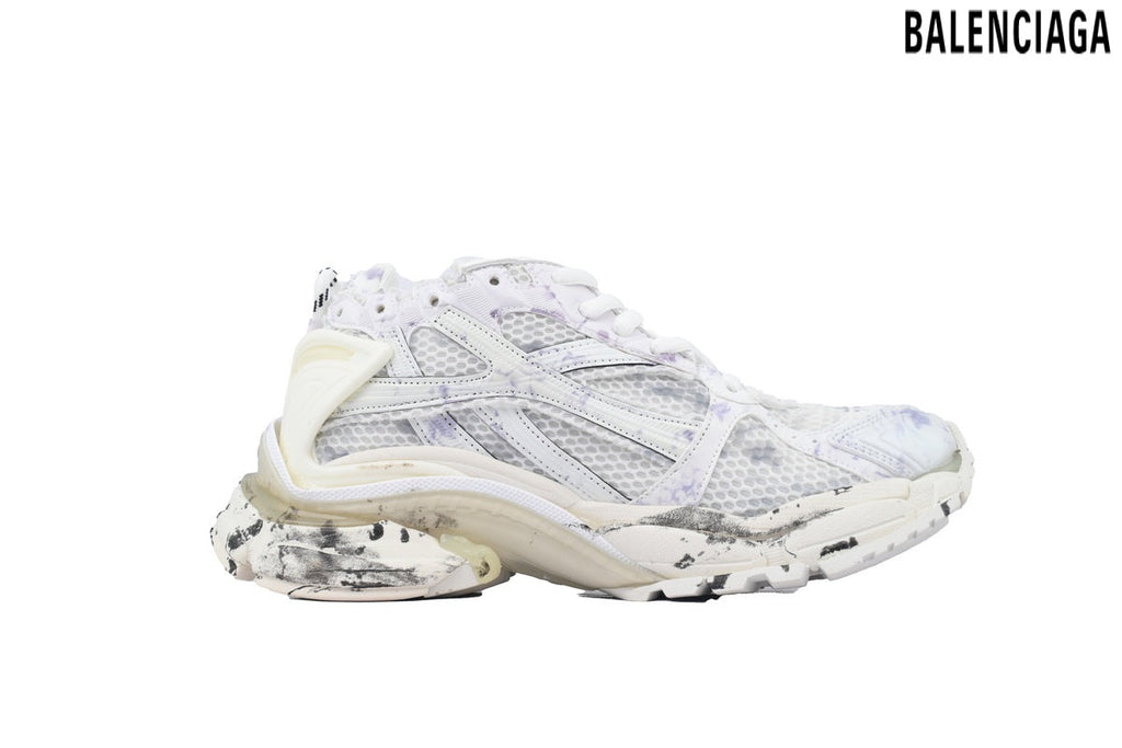 Balenciaga Runner men's shoes  women sneakers – White & Purple Splatter