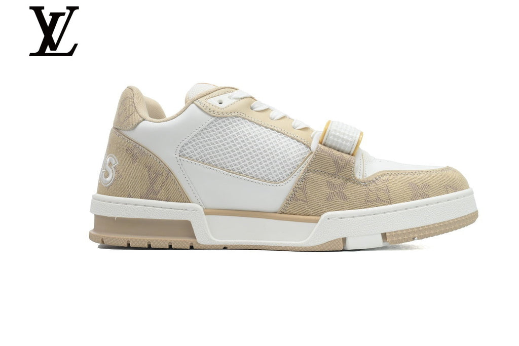 Louis Vuitton Trainer shoes for man  women Sneakers – Beige & White