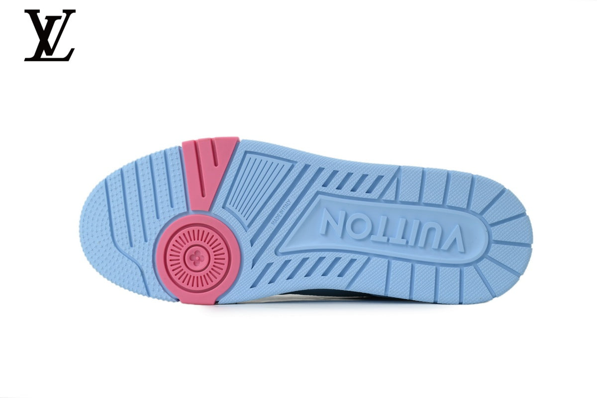 Louis Vuitton Trainer  shoes for man  women Sneaker – Light Blue Multicolor Star Patch