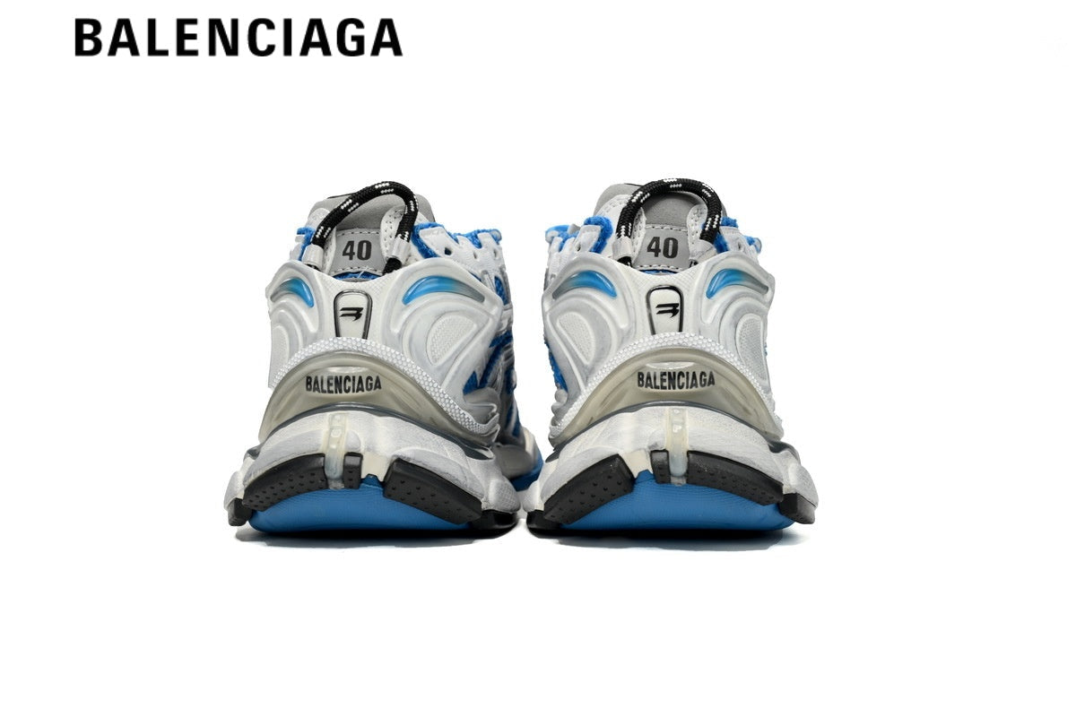 Balenciaga Runner men's shoes  women sneakers White Blue