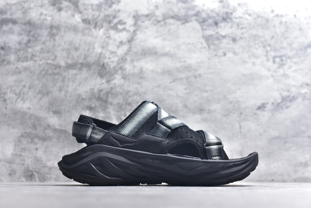 HOKA Recovery Women's Men's Shoes | Black Buckle Strap Sandals