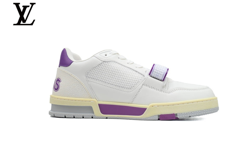 Louis Vuitton Trainer shoes for man  women Sneakers - White and Purple Mesh & Leather