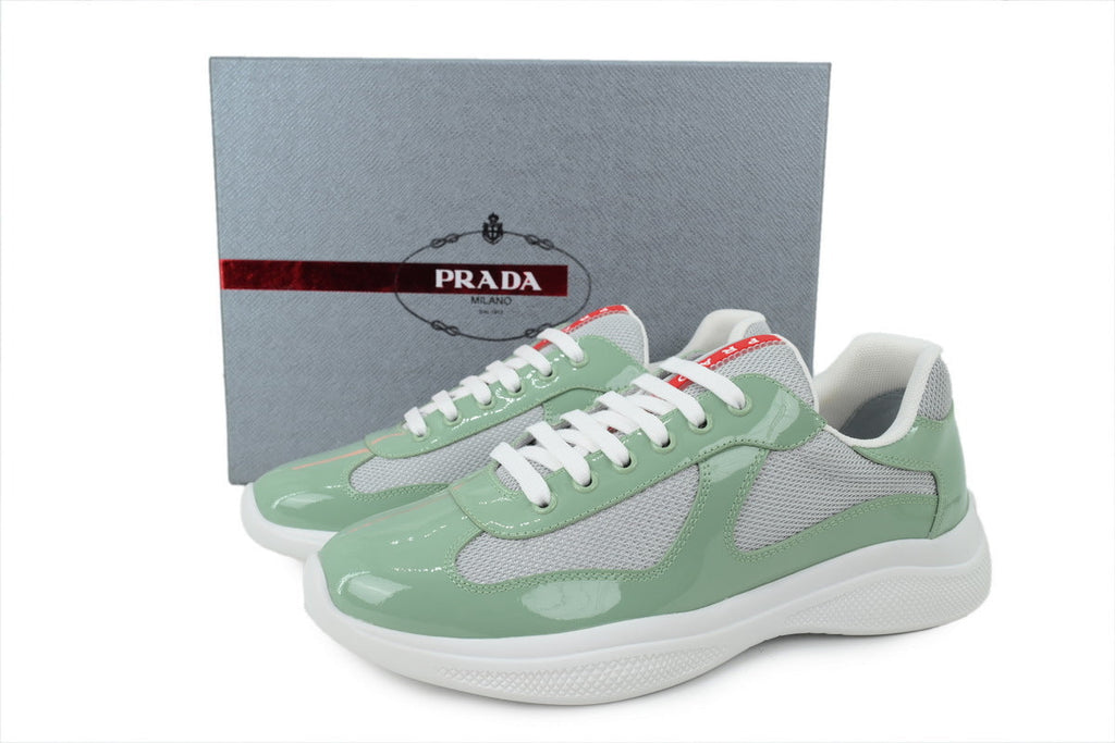 Prada America's Cup Sneakers  slip ons womens  prada designer mens shoes Light grey-green