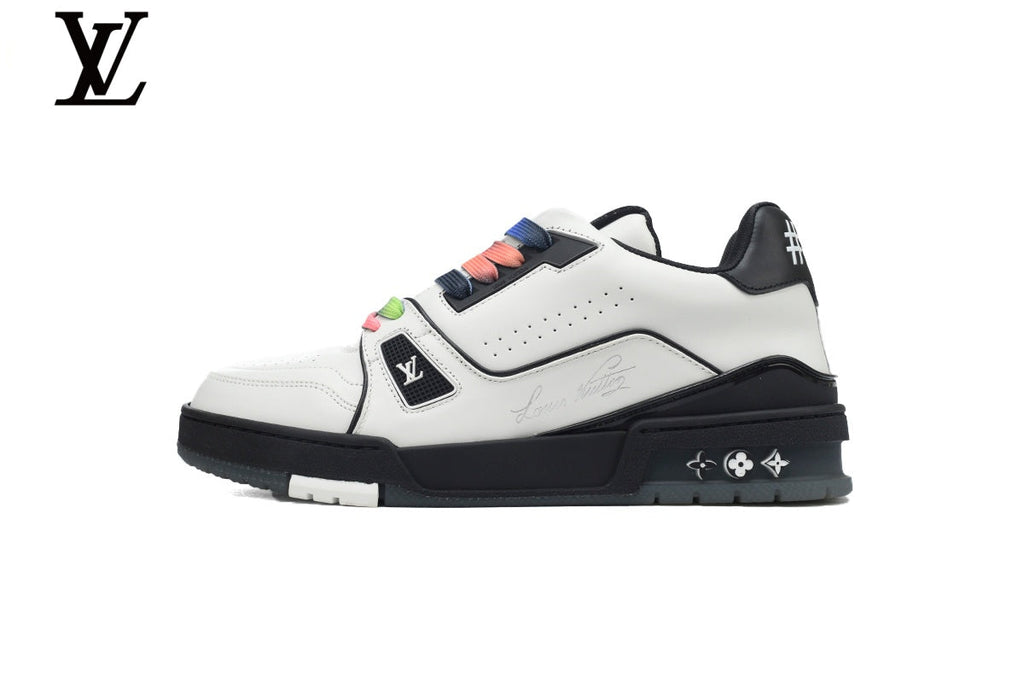 Louis Vuitton Trainer  shoes for man  women Sneaker – White & Black Multi-Lace