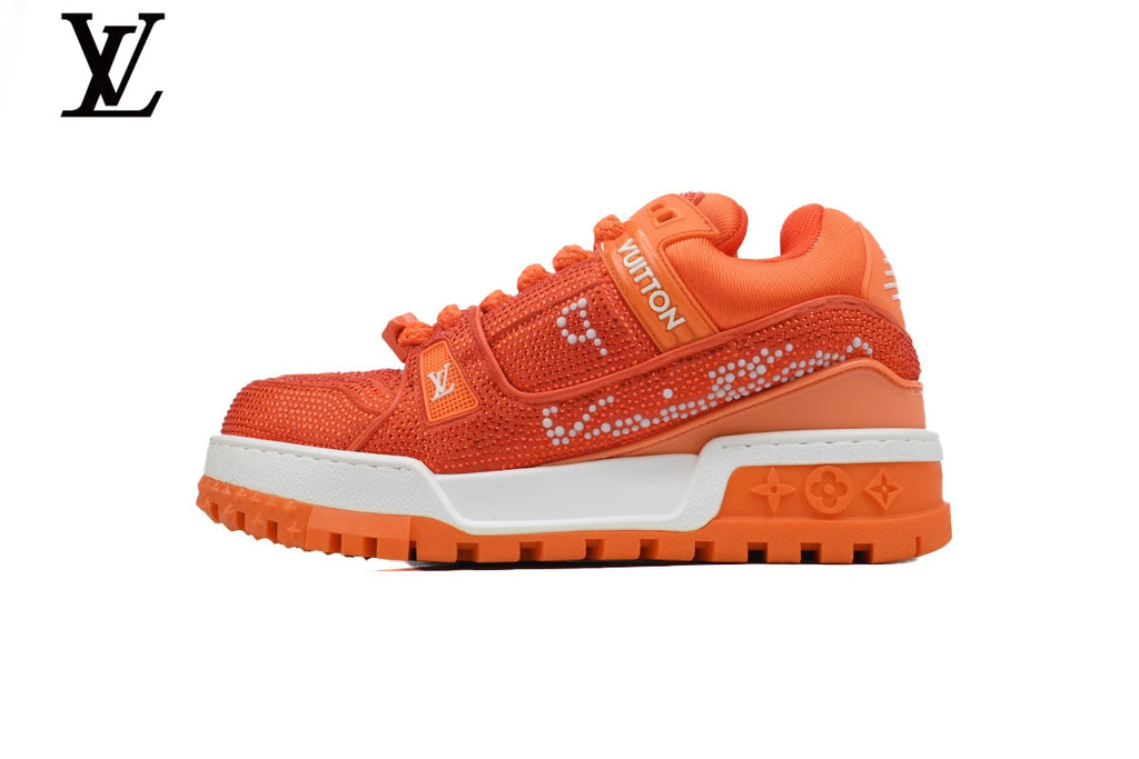 Louis Vuitton Trainer shoes for man  women Sneakers - Orange Rhinestone