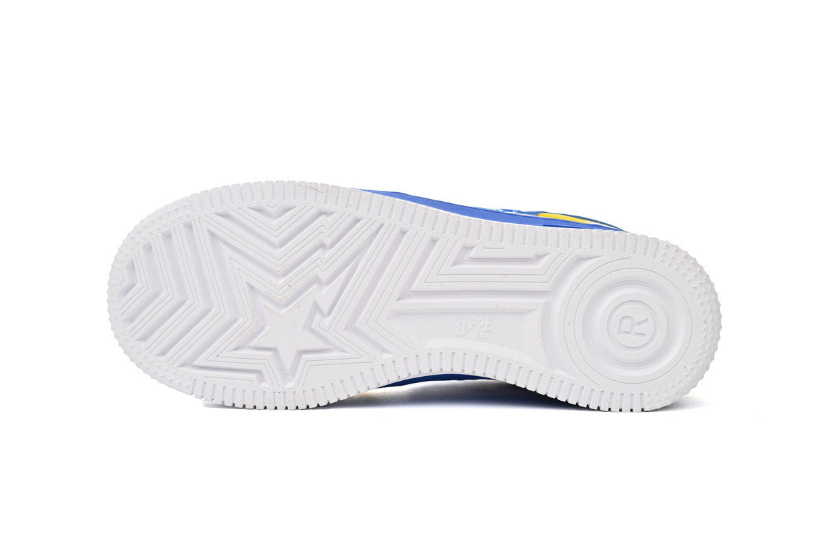 A BATHING APE BAPE STA Glossy Yellow & Royal Blue Sneakers | Women's & Men's Skate-Inspired Shoes