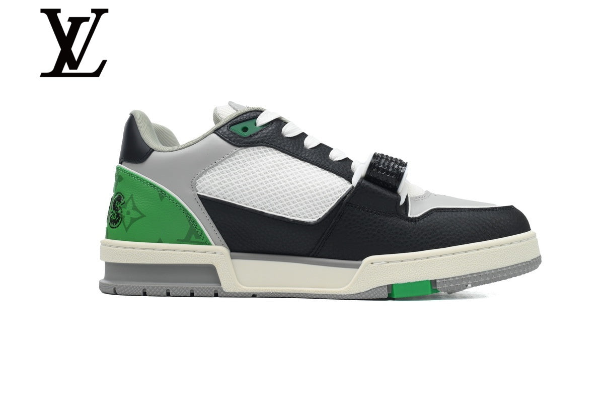 Louis Vuitton Trainer shoes for man  women Sneakers - White, Black and Green