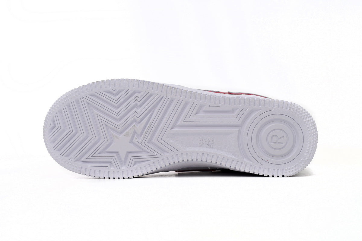 A BATHING APE BAPE STA White & Red Sneakers | Women's & Men's Skate-Inspired Shoes