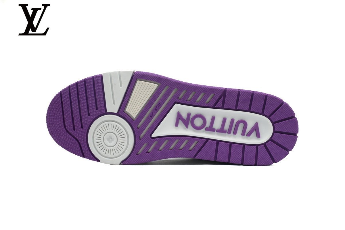 Louis Vuitton Trainer shoes for man  women Sneakers - Purple and White Mesh & Leather