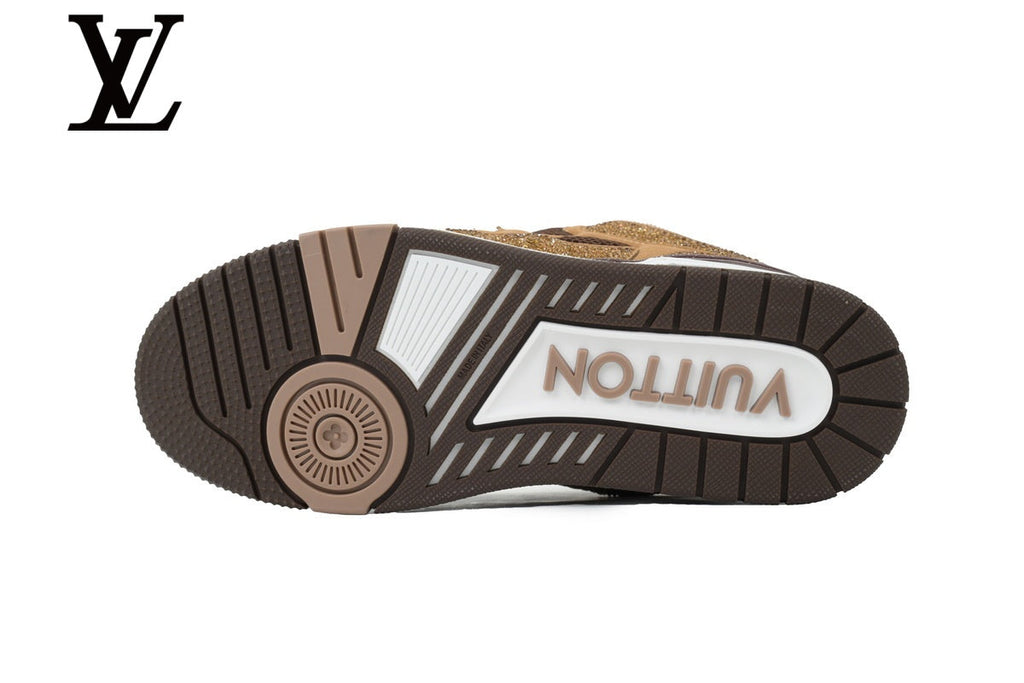 Louis Vuitton shoes for man  women Skate Sneakers - Brown Rhinestone