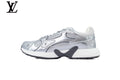 LV Low Top Sneaker Silver & Lavender Metallic Mesh Leather White Midsole