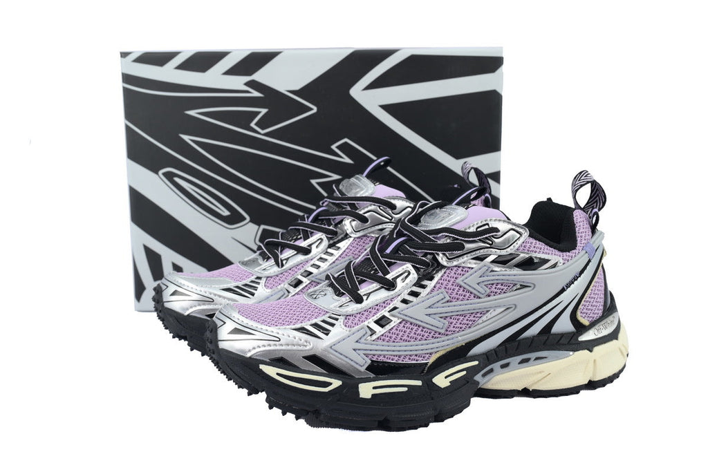 Off-White Be Right Back Women's Men's Shoes | Lavender & Silver Mesh Retro Sneakers