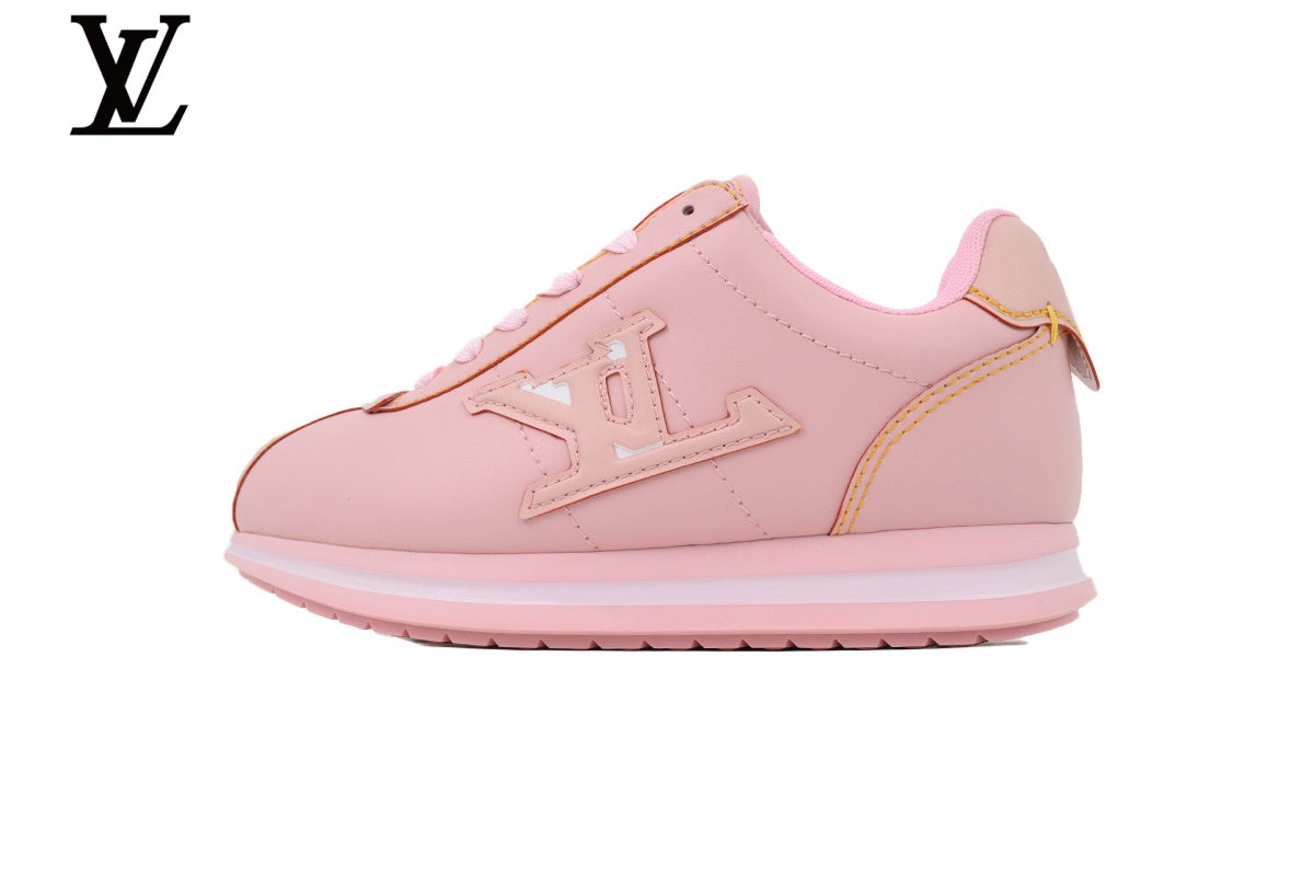 Louis Vuitton shoes for man  women Pink Leather Low-Top Sneakers