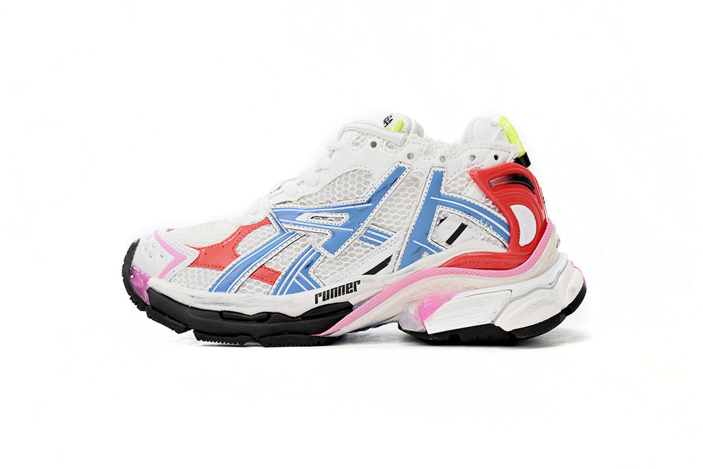 Balenciaga men's shoes Track  Runner Sneaker – Distressed Low-Top White and Red